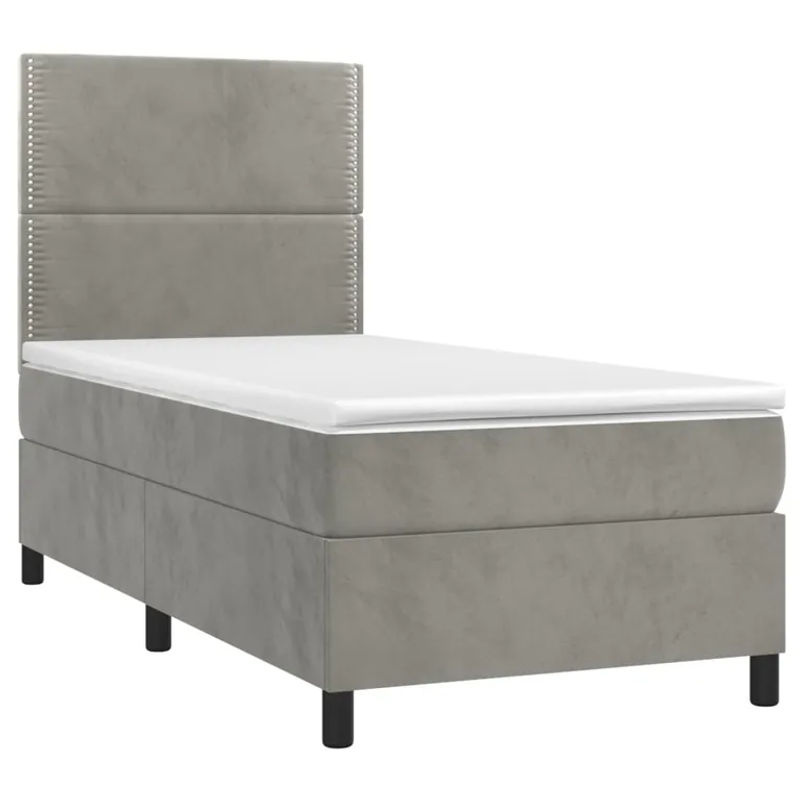 Vidaxl Kontinentalbett mit Matratze und LED in Grau aus Samt, B/T: 100 x 200 cm - Bild 5