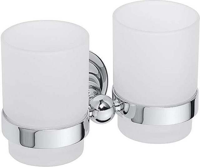 Brillantbad BETRO CHROM Doppelglashalter aus Messing in Chrom, B/T/H: 16,0 x 9,5 x 9,0 cm - Bild 1
