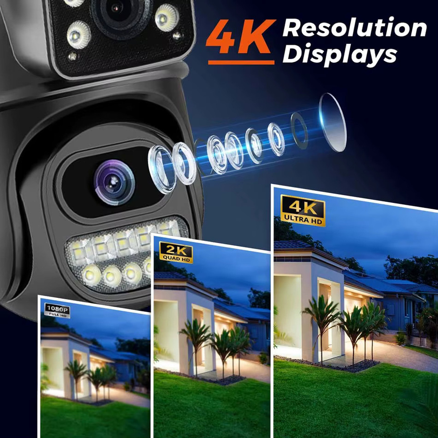 PEGATAH O-Kam Pro 8MP PTZ WLAN-Kamera mit 10X Zoom, 4K Auflösung, Doppelbildschirm und Farbnachtsicht in Schwarz - Bild 5