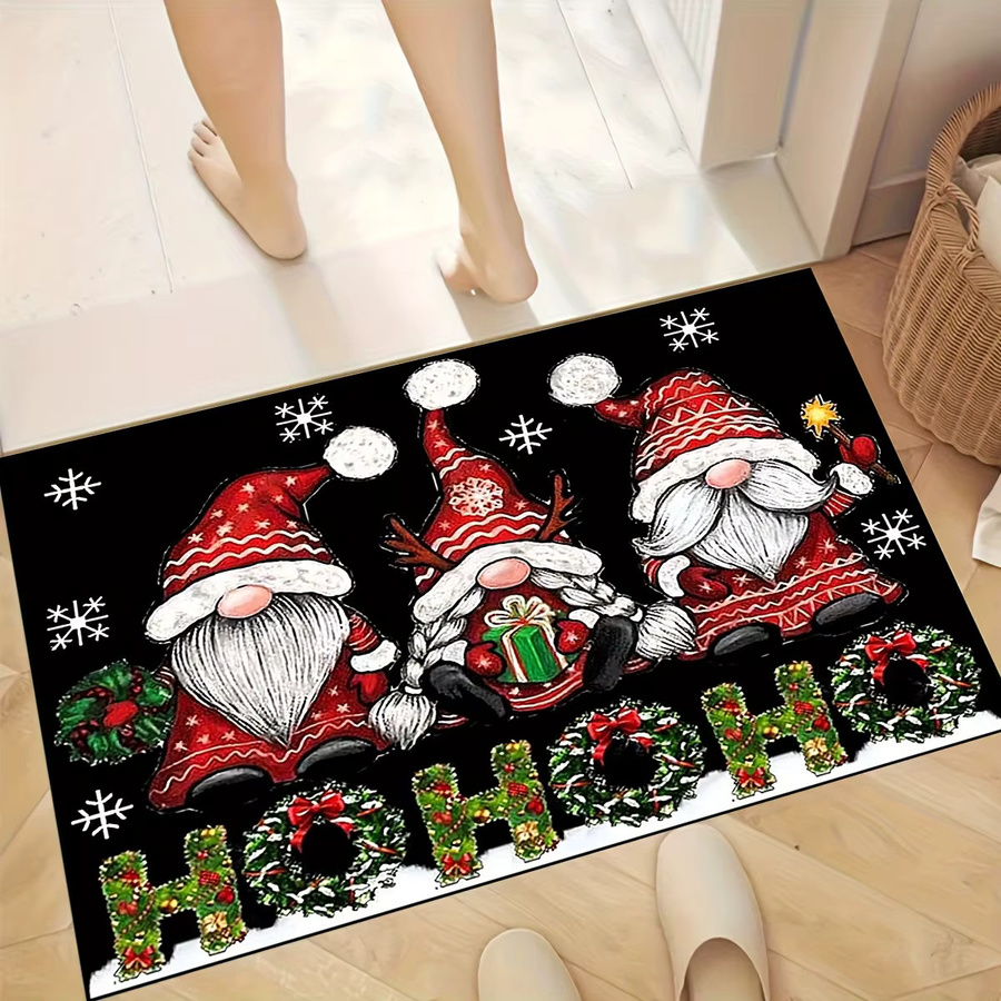 VIKAMA Weihnachtsteppich mit Weihnachtsmann-Motiv, dekorative Fußmatte für Wohnzimmer, Küche oder Eingangsbereich, mehrfarbig, B/T: 60 x 40 cm - Bild 2