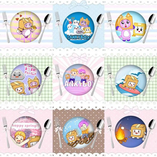 Kayou Knopfpins, Anime Lankybox-Logo, 32/44/58 mm - Bild 1