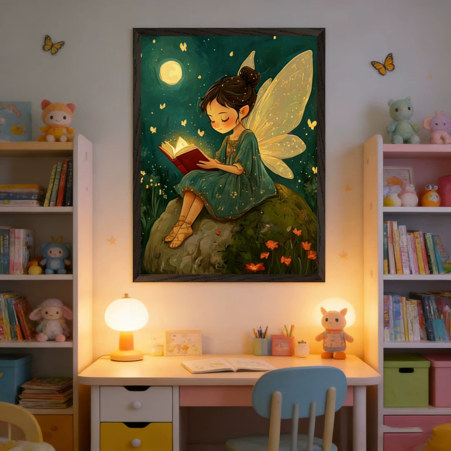 Verzauberte Nachtfeen-Wandkunst von SHENCHEN in Blau und Multicolour als Naturmotiv für Kinder auf Papier - Bild 5
