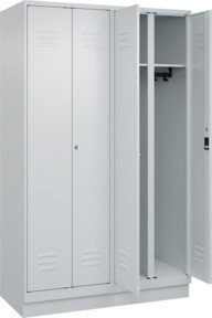 C+P Spind Classic PLUS Schwarz-Weiß mit Sockel, 4 Abteile, Lichtgrau, B/T/H: 120 x 50 x 195 cm - Bild 1