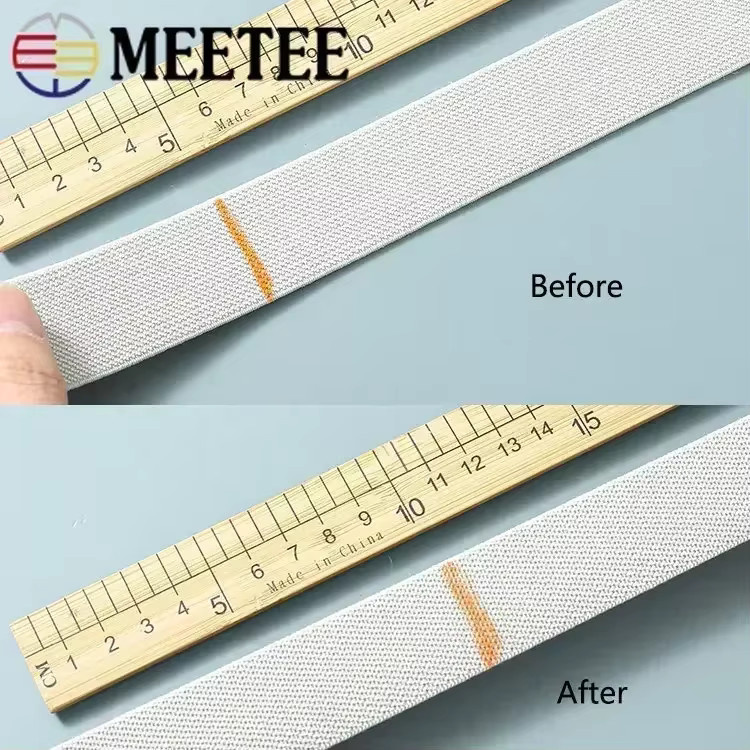 Meetee Elastisches Gummiband in Silber für Hosen, Taille und Kleidung, Breite: 10–50 mm, Länge: 3–5 m - Bild 3