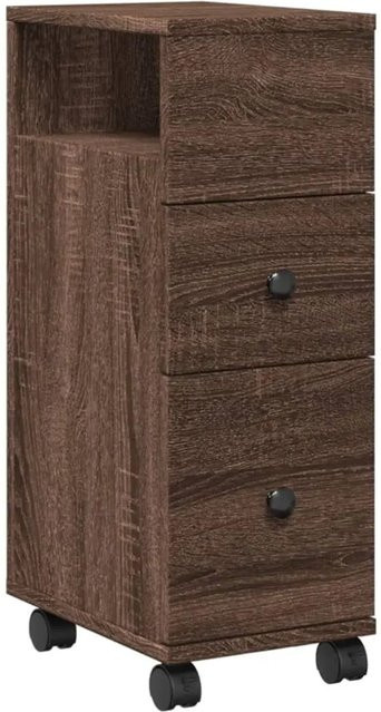 vidaXL Badschrank schmal mit Rollen in Eiche Braun aus Holzwerkstoff - Bild 1
