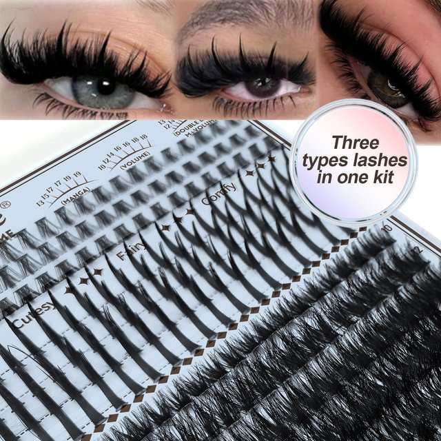 QUEENICE Spiky Cluster Lashes Mix-Set, Einzelwimpernverlängerung - Bild 1