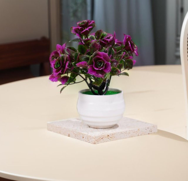 Uflower Künstlicher Bonsai als Topfpflanze in Weiß für Schreibtisch und Büro - Bild 1
