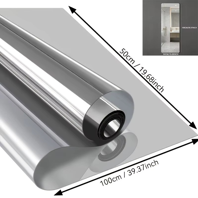 BUNPIG Einweg-Spiegelfolie in Silber zur Privatsphäre und als reflektierender Sonnenschutz mit Wärmekontrolle, statisch haftend und abnehmbar für Badezimmer und Schlafzimmer - Bild 4