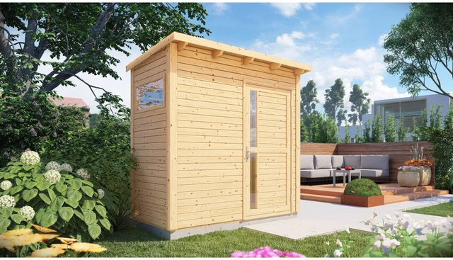 Bertilo Gartenhaus Pentus 1 in Natur mit Flachdach und modernem Design, B/T: 234 x 115 cm - Bild 1