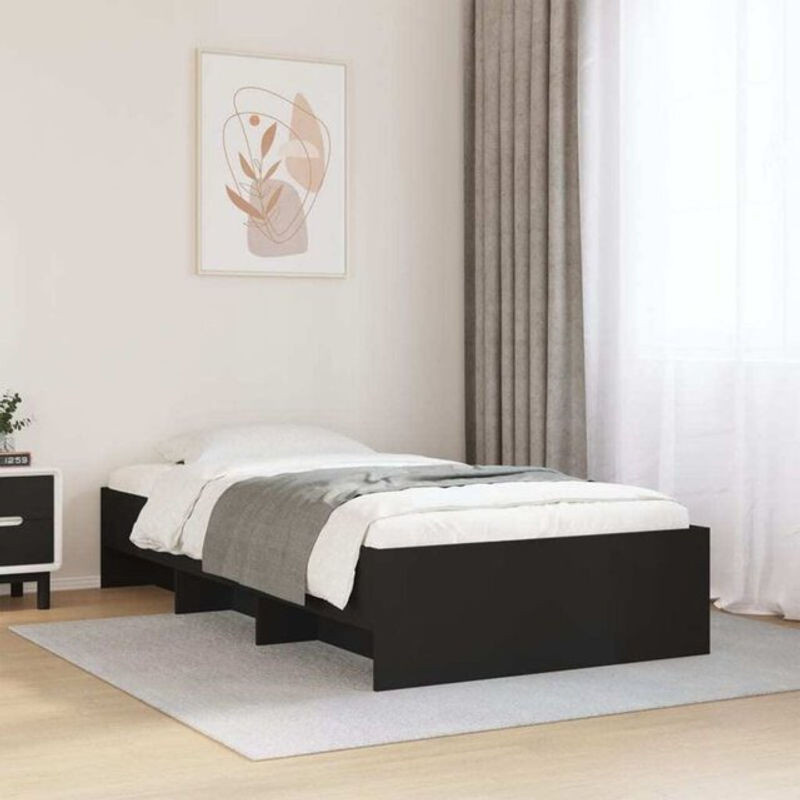 Vidaxl Einzelbett Bettgestell aus Holzwerkstoff in Schwarz, B: 75 cm, L: 190 cm - Bild 1