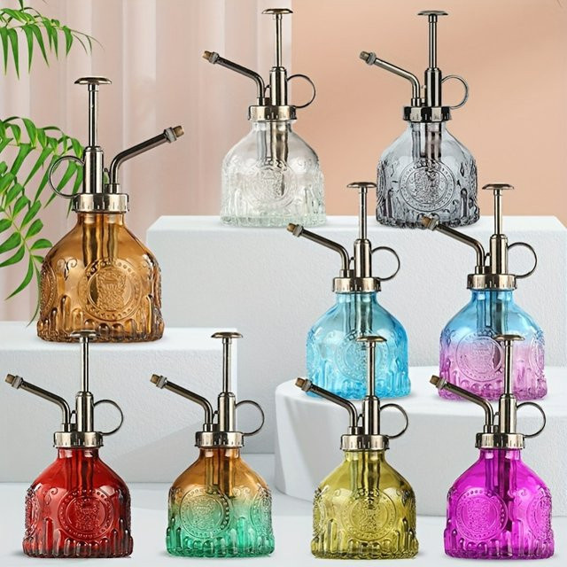 Glas-Sprühflasche für Zimmerpflanzen im Vintage-Design mit Bronze-Kunststoff-Pumpe - Bild 1