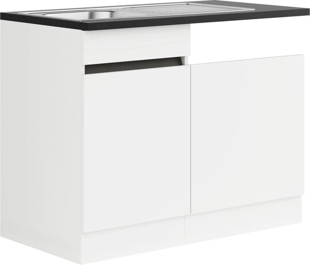 Optifit Spülenunterschrank Luca932 mit Einbauspüle in Weiß-Anthrazit, B/T/H: 110 x 60 x 88 cm - Bild 1