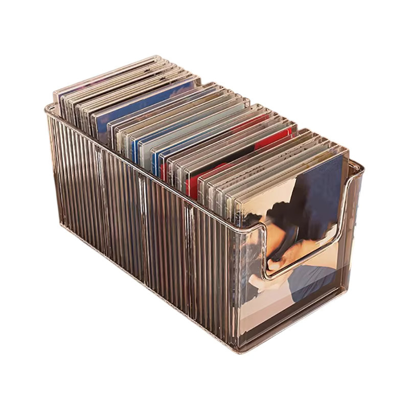 Transparentes Aufbewahrungsregal aus Kunststoff für CD- und Vinylplatten sowie Magnetbänder als Schreibtisch-Organizer mit mehreren Fächern - Bild 4