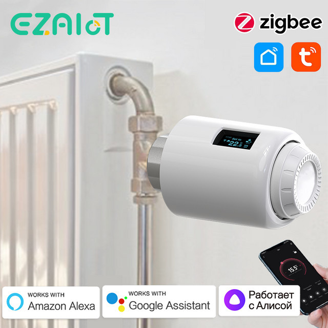 EZAIOT Tuya Smart ZigBee Heizkörperthermostat TRV WiFi Programmierbarer Temperaturregler in Weiß - Bild 1