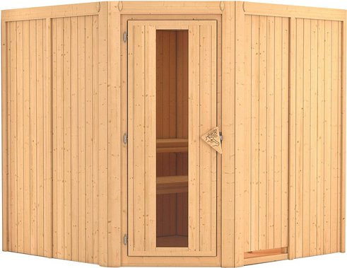 Karibu Sauna Vöru für 4 Personen aus Fichtenholz in Beige/Braun ohne Ofen B: 198 cm, T: 196 cm, H: 196 cm - Bild 1