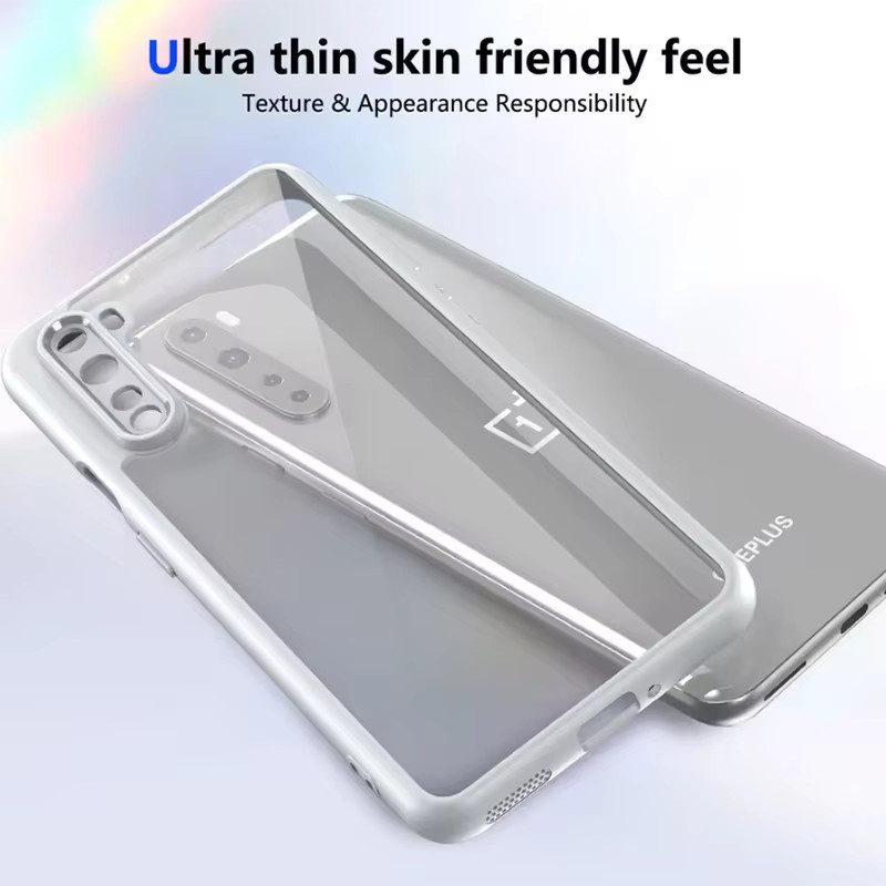 Stoßfeste Silikon-Handyhülle für OnePlus Nord in Transparent und Purple mit Luftpolster-Schutz und matter Rückseite - Bild 1