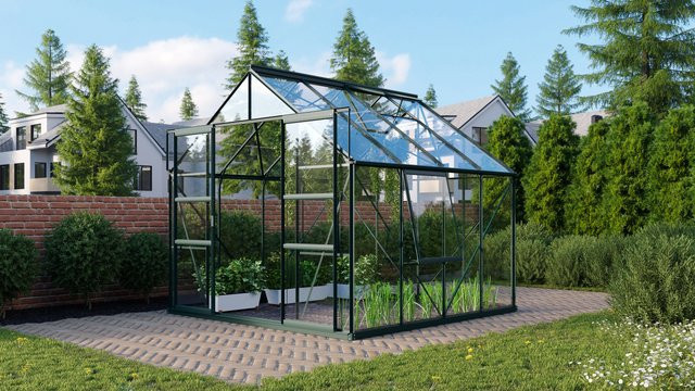 Vitavia Gewächshaus Meridian 6700 in Smaragdgrün mit 6,7 m² und Sicherheitsglas - Bild 1