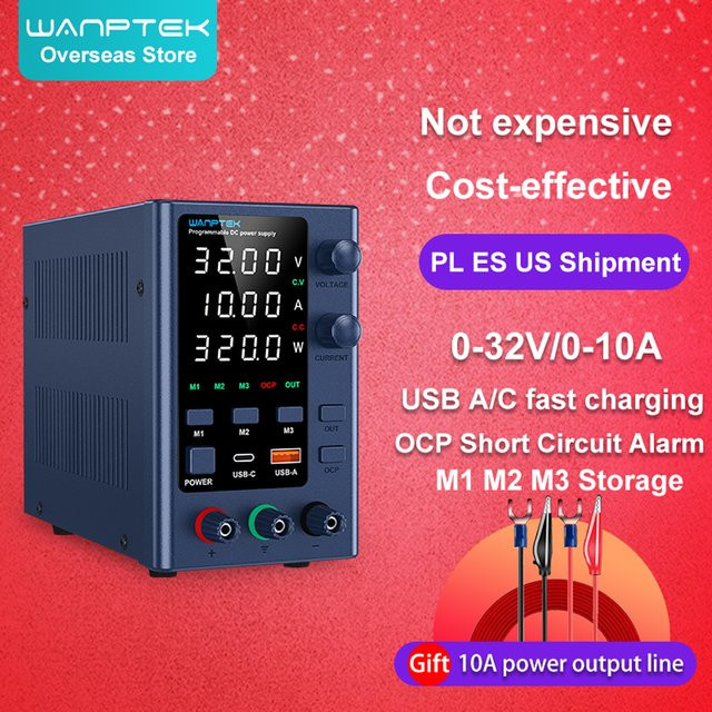Wanptek Programmierbares DC-Labornetzteil mit Speicherfunktion, Spannungsregler Tischstromquelle, 60 V 5 A / 30 V 5 A / 10 A - Bild 1