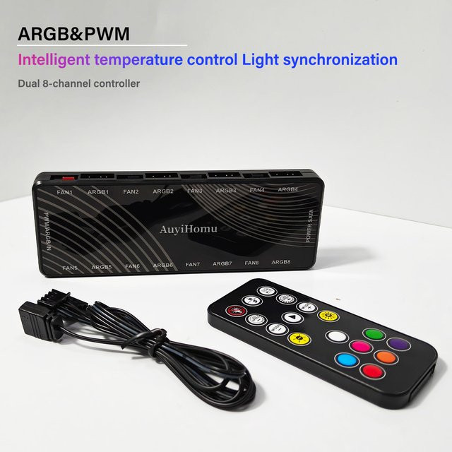 CX FUTRUE 2-in-1 ARGB/PWM-Lüfter-Hub-Adapter mit ARGB-Controller in Schwarz - Bild 1
