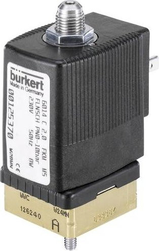Bürkert Hubankerventil 125368 6014 in Schwarz, 24V, Flansch, G 1/8 Nennweite, 2mm, direktwirkend - Bild 1