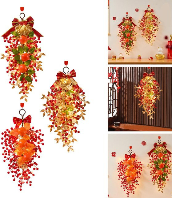 Serenable Chinesischer Neujahrssegenskranz 2026 Beerengirlande in Rot für Hochzeitsfenster - Bild 1