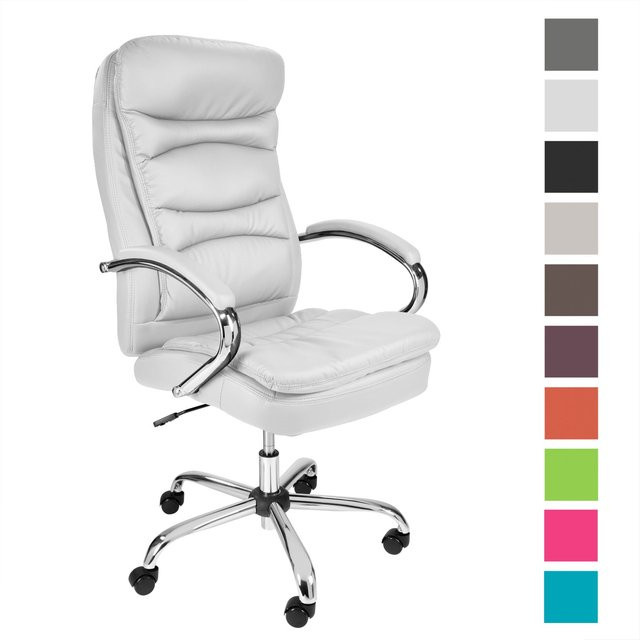 TPFLiving Premium XXL-Bürostuhl QUEENS Executive Chair aus Kunstleder in Weiß, belastbar bis 210 kg - Bild 1