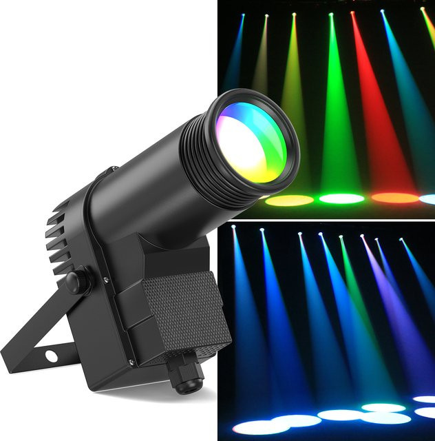 U'King 2er Set RGBW LED Pinspot-Licht 30W DMX512 Bühnenlichteffekt in Schwarz Multicolor - Bild 1