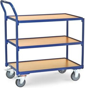 Fetra Tischwagen 2750 mit 3 Ebenen aus Stahl in Blau und Anthrazit, Tragkraft: 300 kg, B: 85 cm, T: 50 cm - Bild 1