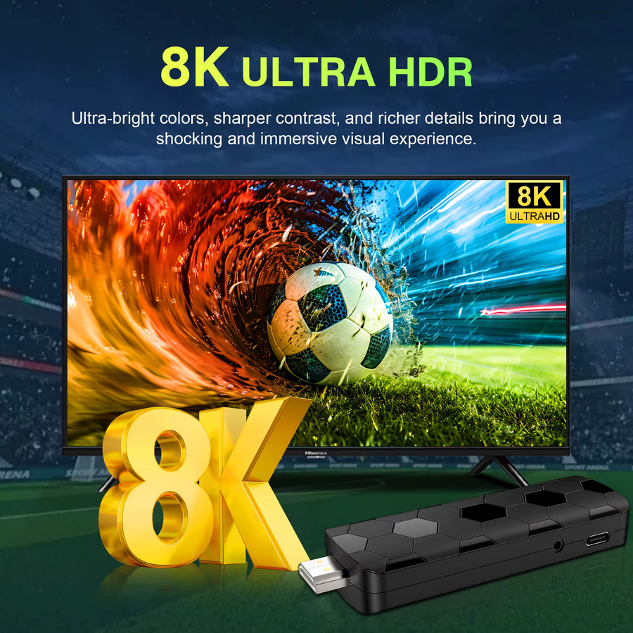 MORTAL R3+ Smart TV Stick 4K Ultra HD Android 14.0 mit Quad Core Prozessor, Dual-Band WLAN 2.4G/5G und Bluetooth 5.4, Schwarz - Bild 4