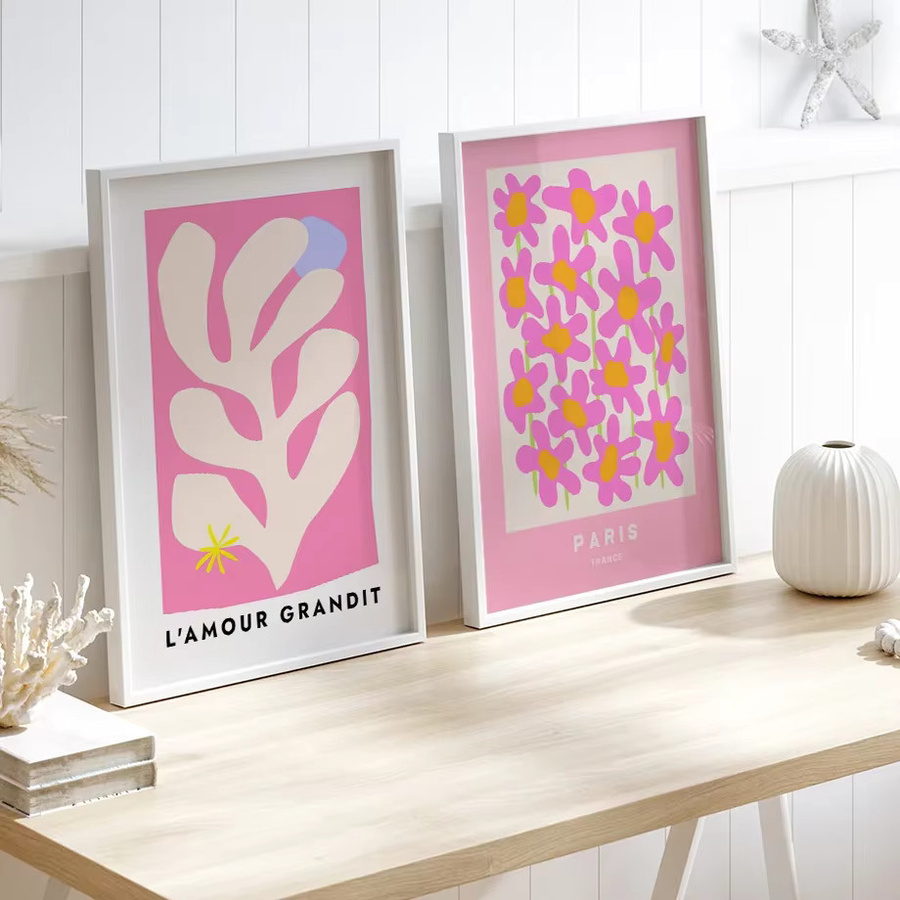 Potdemiel Leinwandbild Rosa Engel mit Blumen als Wandkunst für dein Wohnzimmer - Bild 2