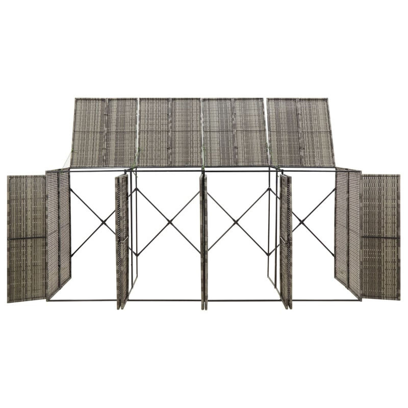 vidaXL Mülltonnenbox für 4 Mülltonnen aus Polyrattan in Grau, B/T/H: 274 x 80 x 117 cm - Bild 4