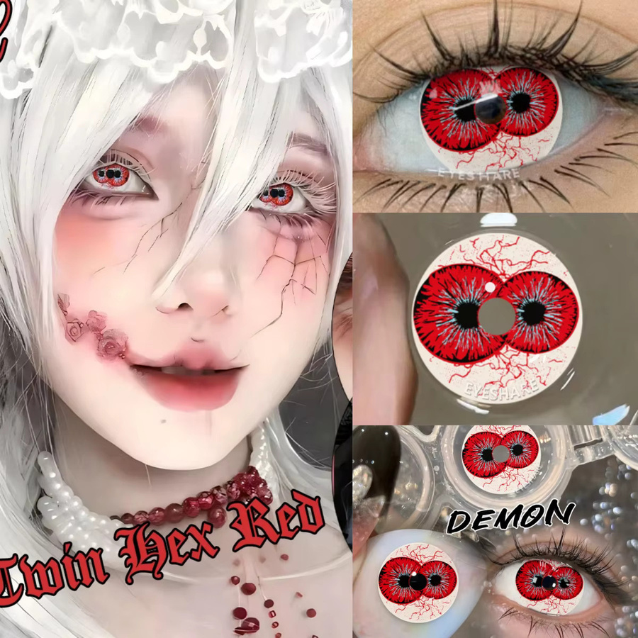 EYESHARE Little Devil Cosplay Farbkontaktlinsen, Rein-Weiss - Bild 2