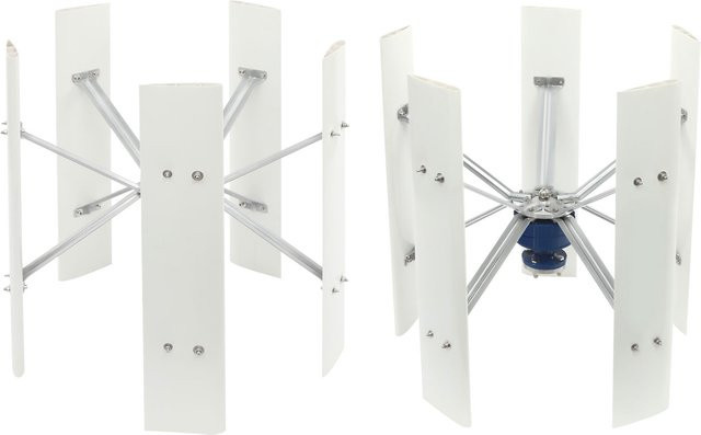 Bymaocar 5-Blatt Vertikale Windturbine 100W 12V/24V in Weiß mit niedriger Anlaufwindgeschwindigkeit IP67 leise VAWT für Haus, Wohnmobil und Straßenbeleuchtung B: 80,0 cm, T: 75,0 cm - Bild 1