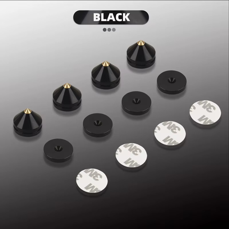 HIFIDIY 4er-Set Lautsprecherständer-Füße aus Aluminiumlegierung in Schwarz mit Metallspikes und konischen Bodenfüßen M23*20 - Bild 2