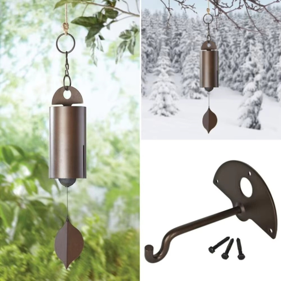 APWIKOGER Kupfer Windspiel Blätter im Retro-Stil aus Metall in Gold und Braun für Garten, Terrasse und Veranda - Bild 3