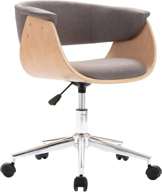 vidaXL Drehbarer Bürostuhl in Taupe aus Bugholz und Stoff mit Rollen - Bild 1