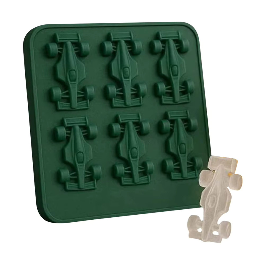 Silikonform Rennwagen 3D-Form mit 6 Mulden für Schokolade, Fondant und Gebäck, Rot - Bild 2
