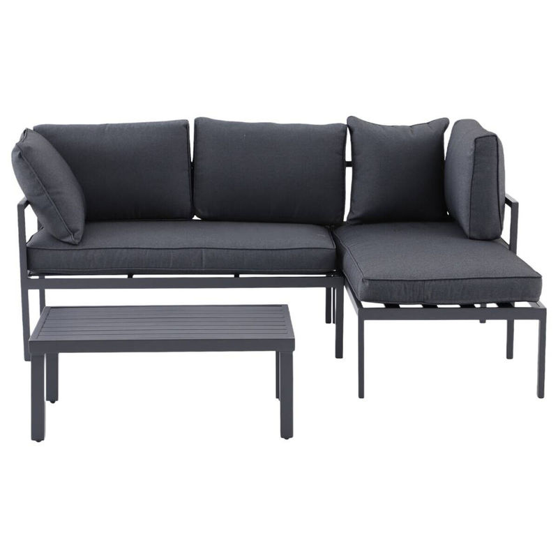 POCOline Loungeset Nizza in Dunkelgrau mit 2er Sofa, Ottomane und Tisch aus pulverbeschichtetem Stahlrohr inklusive Kissen - Bild 2