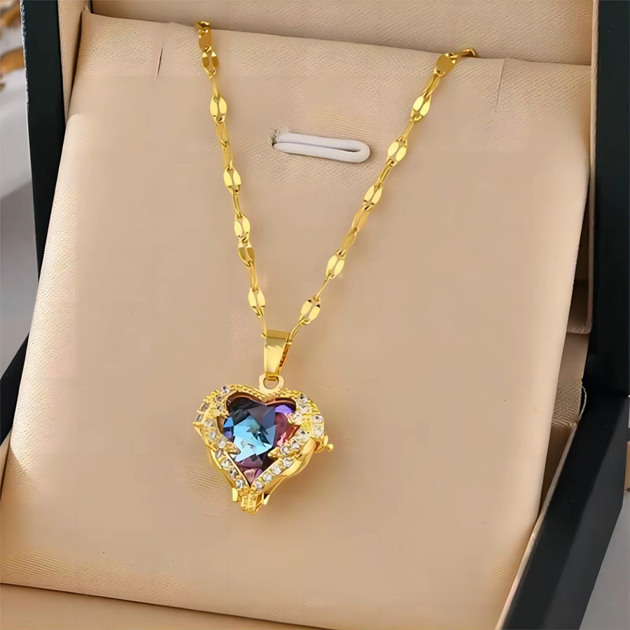 ZAKOL Halskette Edelstahl, Gold, Zirkonia, Kristall, Unisex - Bild 2