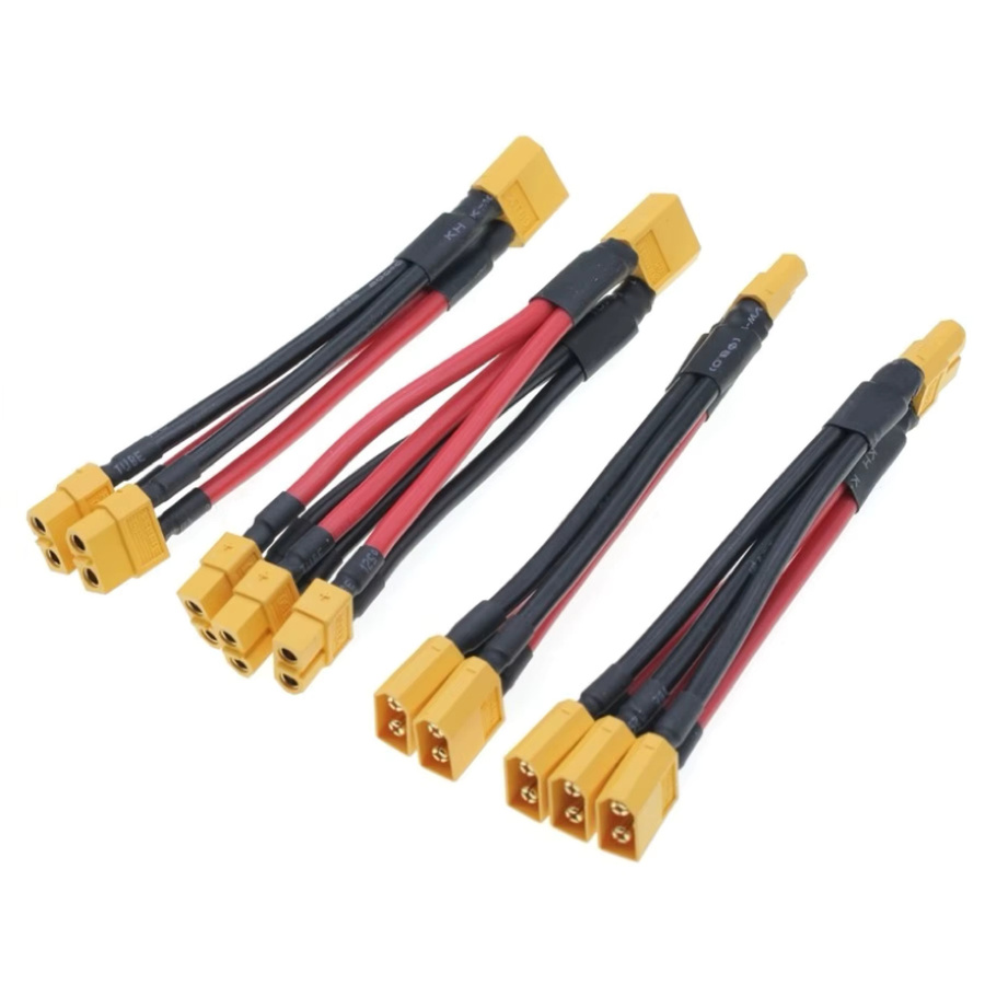 XT60 Parallel-Batterieanschluss Dual-Verlängerung mit Silikondraht in Gelb für RC-Batteriemotoren, 1 zu 2 oder 1 zu 3, Länge: 10 cm - Bild 2