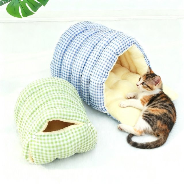 Booteely Kuschel-Schlafsack für Katzen und Hunde, warmes und weiches Haustierbett in Blau, faltbar und isoliert - Bild 1