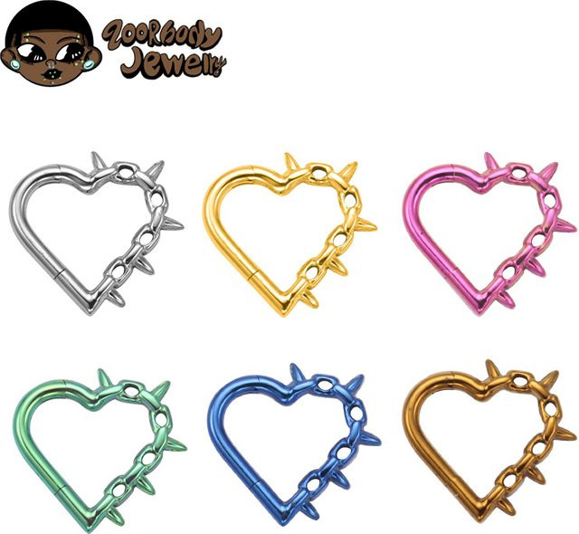ZOORBODY JEWELRY Nasenring Titan, Herz Spikes, Bunt, Unisex - Bild 1