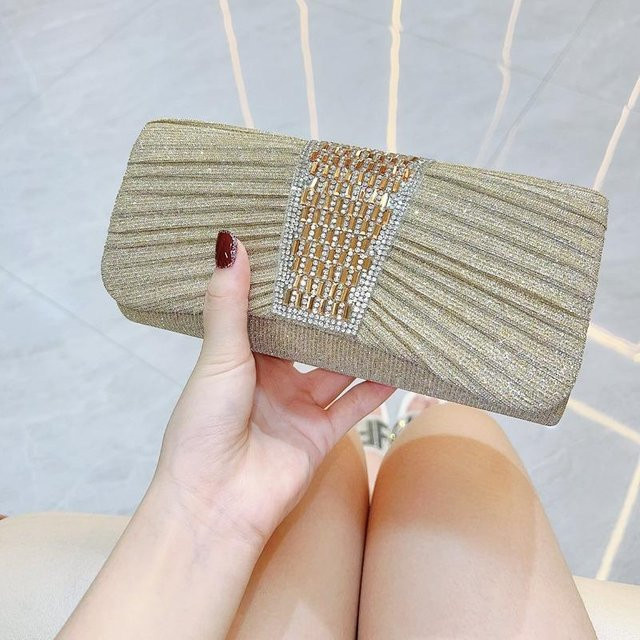 Weft Clutch-Tasche Damen, Gold, mit Goldkette - Bild 1