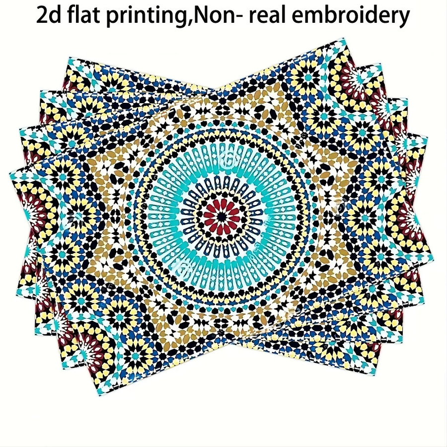 VIKAMA 4-teiliges Set Tischsets mit ethnischem Grafikmuster in Multicolour, wasserdichtes Leinen-Zubehör für deine Tischdekoration - Bild 4