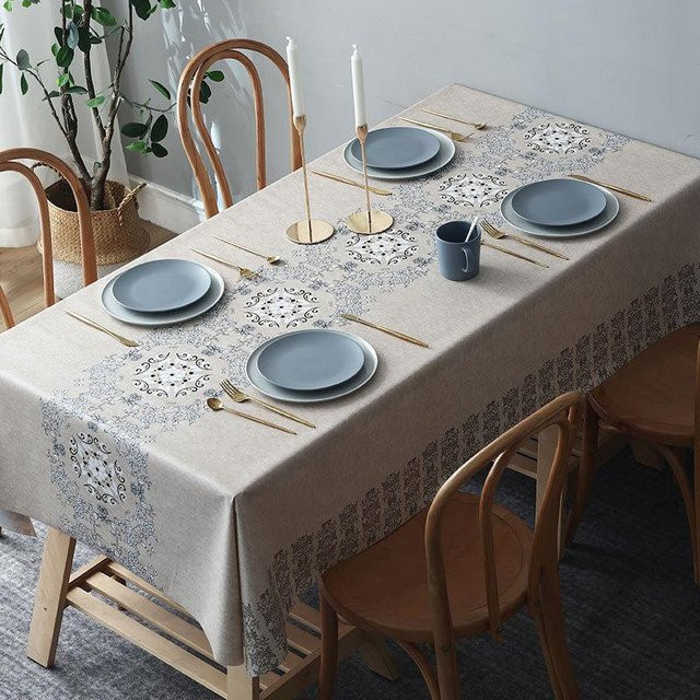 L.RIDING PULO Tischdecke aus PVC in Beige, wasserabweisend und fleckenbeständig, B/T: 120 x 160 cm - Bild 1
