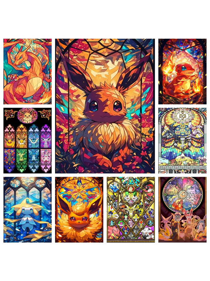 Potdemiel Pokemon Charizard Diamant-Malset 5D DIY Kreuzstich in Multicolour, rundes Kunst-Set für Erwachsene und Kinder - Bild 3