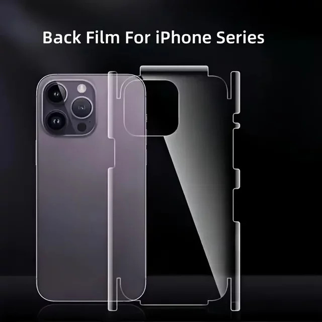 Hydrogelfolie Set für Apple iPhone 16 Pro, 16 Pro Max und 16E inklusive Randrahmen-Aufkleber für Rückseite und Seiten, transparent - Bild 1