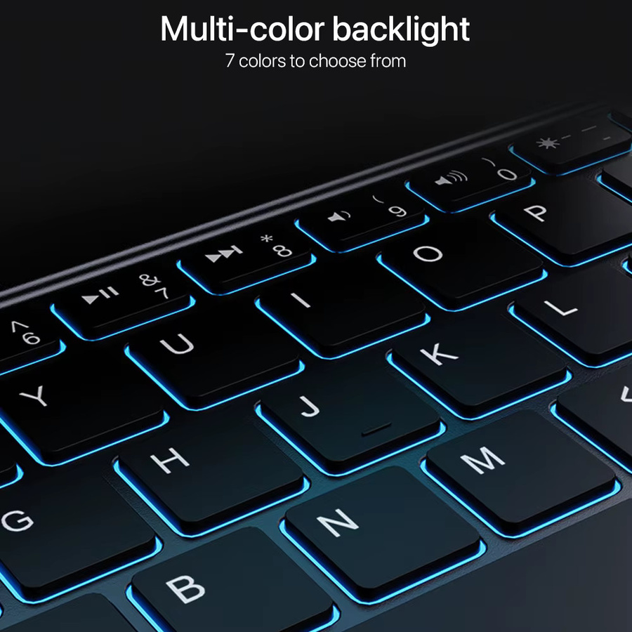 CASEPOKE Magische Bluetooth Tastaturhülle für iPad Air 4 5 und iPad Pro 11 und 12,9 Zoll, magnetisch mit Hintergrundbeleuchtung, Farbe: Schwarz - Bild 4