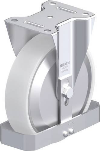 Blickle B-PO 200K-FA-FS Stahlblech-Bockrolle mit weißem Kunststoffrad, Durchmesser: 200 mm, Tragfähigkeit: 400 kg - Bild 1