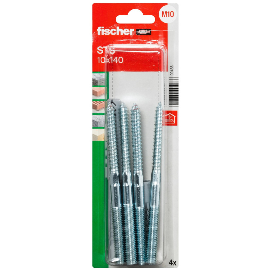 Fischer Universaldübel UX und Stockschraube STS aus Nylon in Silber, 4 Stück, Durchmesser: 10 mm, Länge: 140 mm - Bild 2